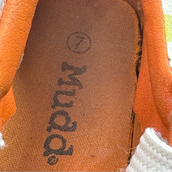 Vintage Mudd Rainbow Checkered Platform Sneakers Canvas Black Suede Accent | 7 - Picture 9 of 9